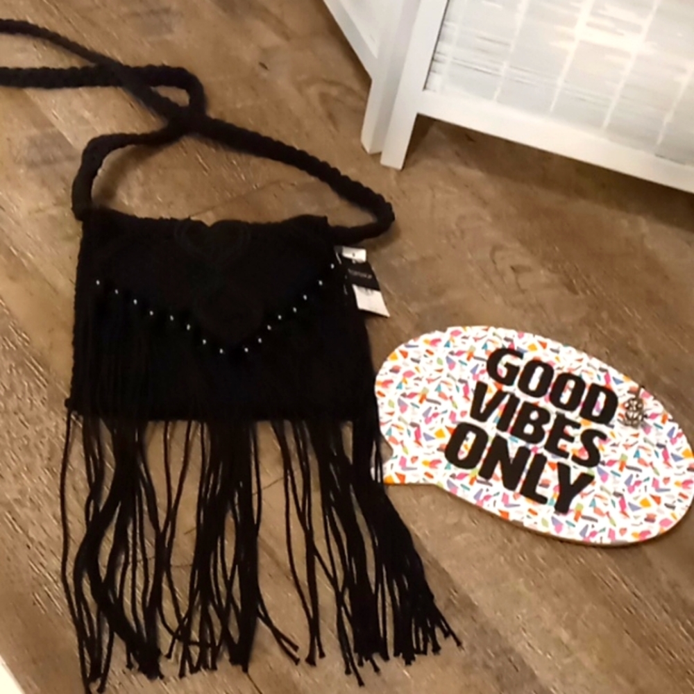 Top Shop NWT Black Macramé Crossbody